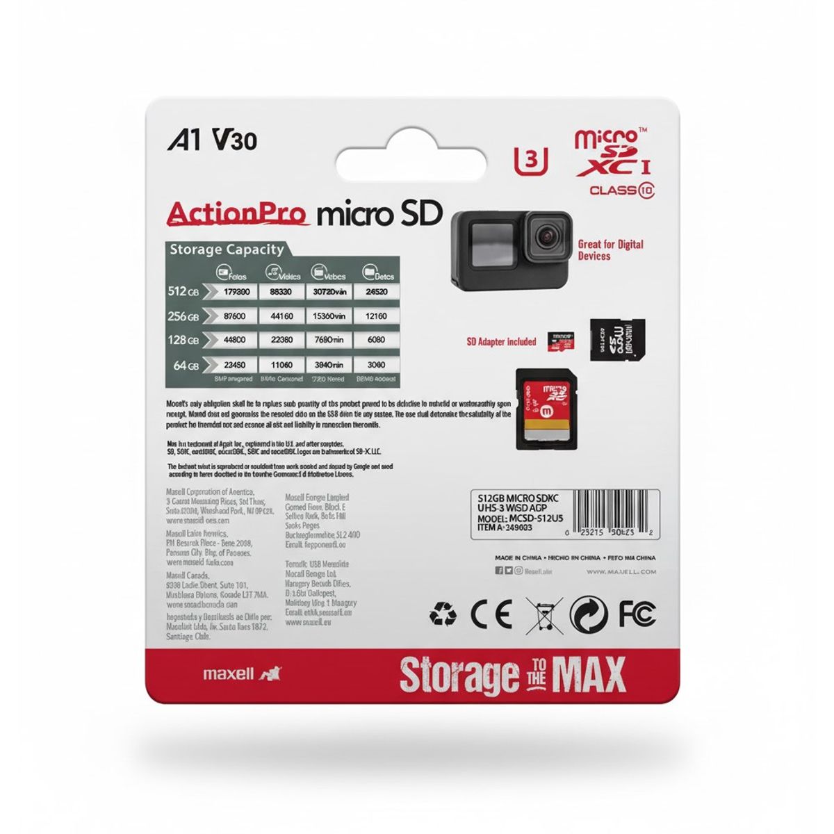 MAXELL - Tarjeta MicroSD Maxell 512GB UH-3 8K 100mb V30