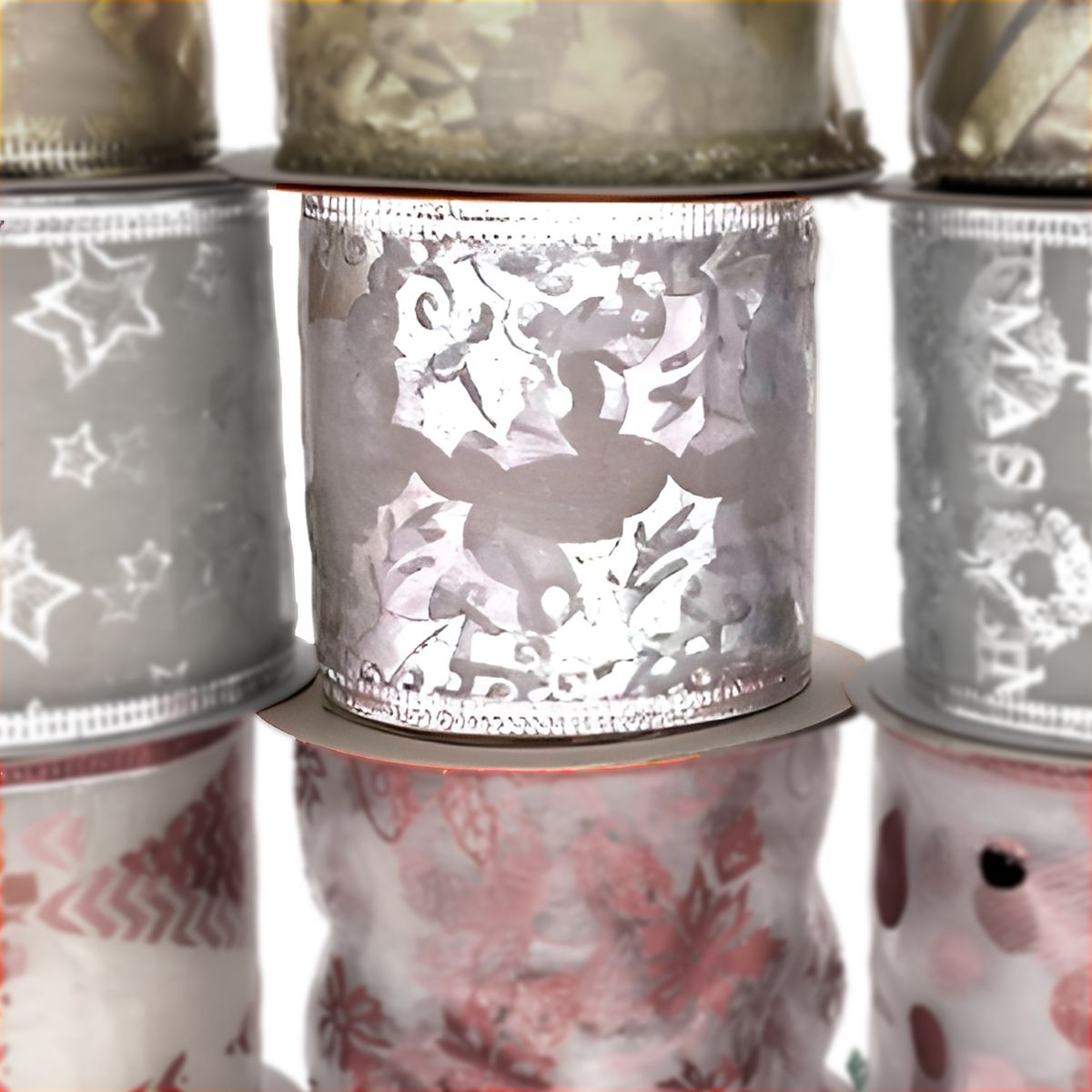 GENERICO - 3 Cintas Navidad Decorativas Gris 6,3 Cm X 2,7 Mts