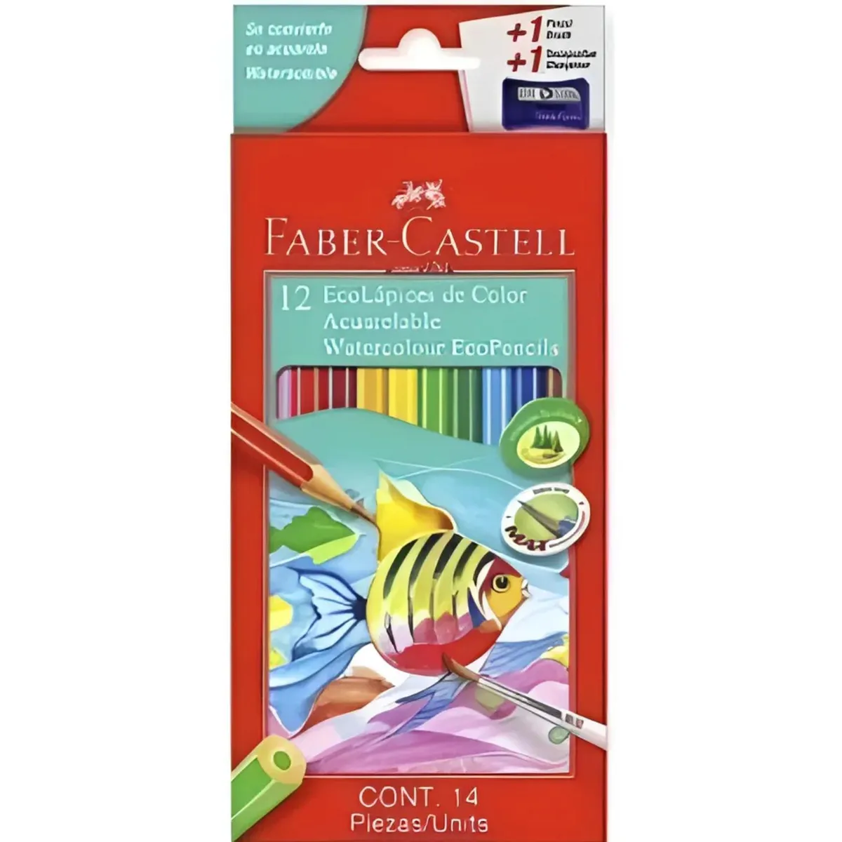 FABER-CASTELL - Pack x 3 lapices Faber Castell Acuarelables 12 colores + 2