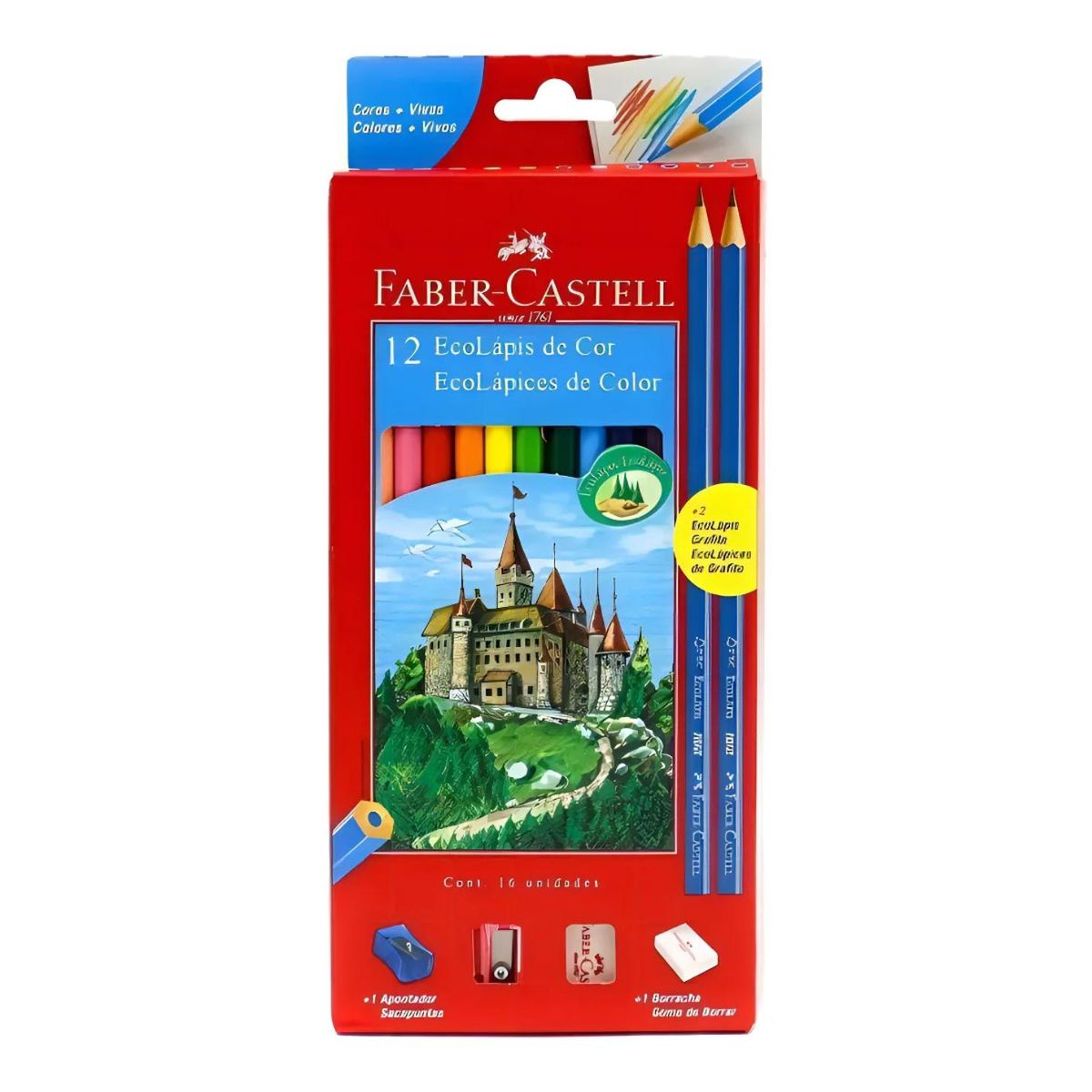 FABER-CASTELL - Pack x 3 Lapices Faber Castell 12 Colores + Goma y Sacapunta