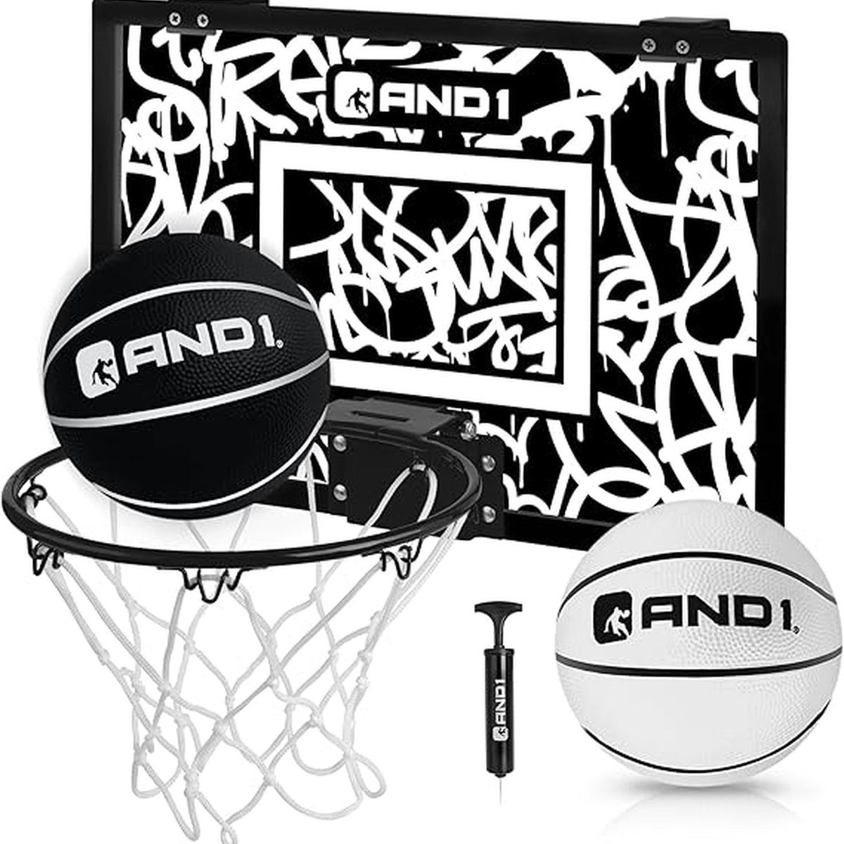 AND1 - Mini Tablero De Baloncesto And1 Over The Door Blanco