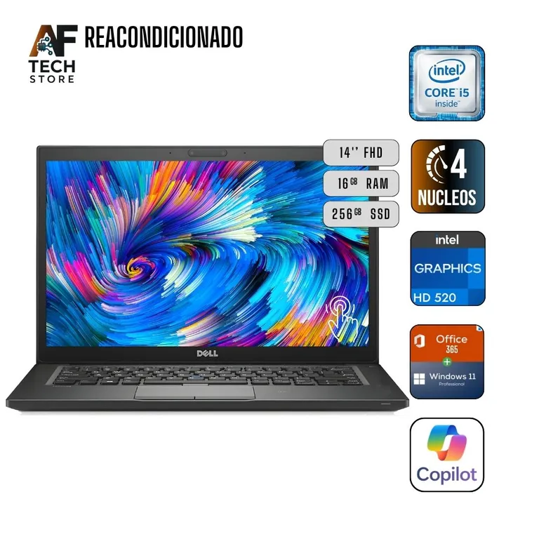 Notebook 7480 Tactil I5 6th 16GB 256GB - Win11+Office - Reacondicionado Profesional