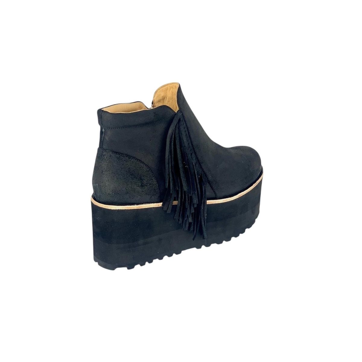 VANESSA GIL - BOTÍN DE PLATAFORMA MECHE NEGRO DE CUERO