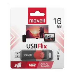 MAXELL - Pendrive FLIX 16GB USB 2.0 Retractil Rojo
