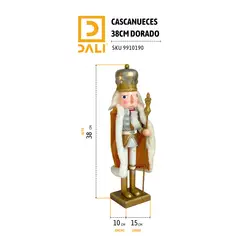GENERICO - Cascanueces Decorativo Dorado 38 cm – Figura Navideña Clásica