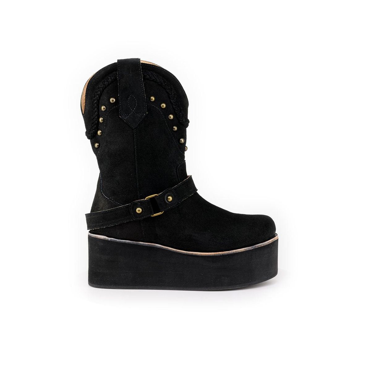 VANESSA GIL - BOTIN DE PLATAFORMA KARINA NEGRO DE CUERO