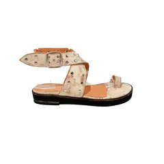 VANESSA GIL - SANDALIA DE CUERO PAO BLANCA - Crema - 40