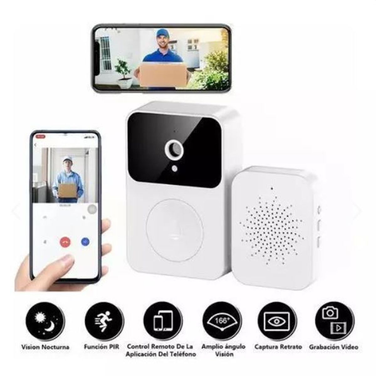 GENERICO - Timbre Cámara Wifi De Seguridad Con Video y App