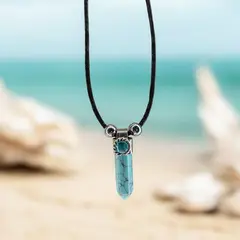 GENERICO - Collar Cuarzo Turquesa Atrae Buenas Energias Suerte Protecio Con Bolsa