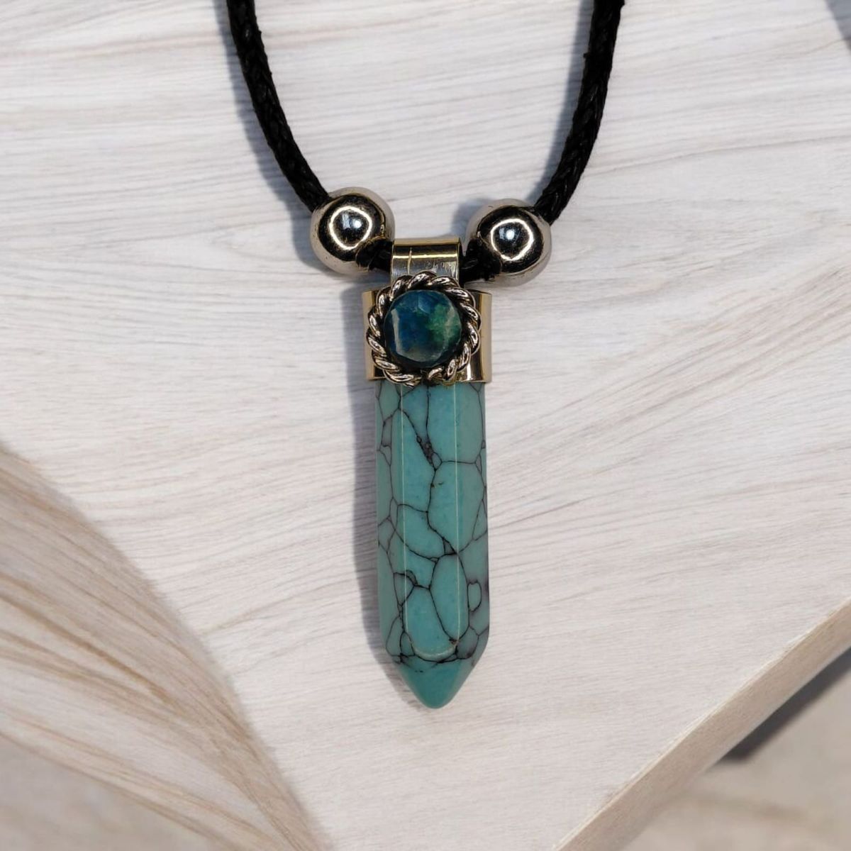 GENERICO - Collar Cuarzo Turquesa Atrae Buenas Energias Suerte Protecio Con Bolsa