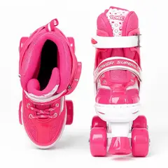 GENERICO - Patines Artísticos Infantiles Ajustables 4 Ruedas - Rosa - M