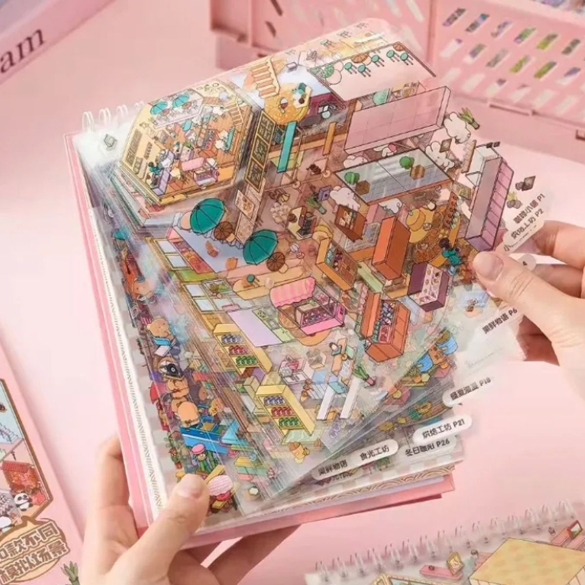 GENERICO - Libro Pegatinas Escenas Miniatura Stickers 3d Dibujo 49p