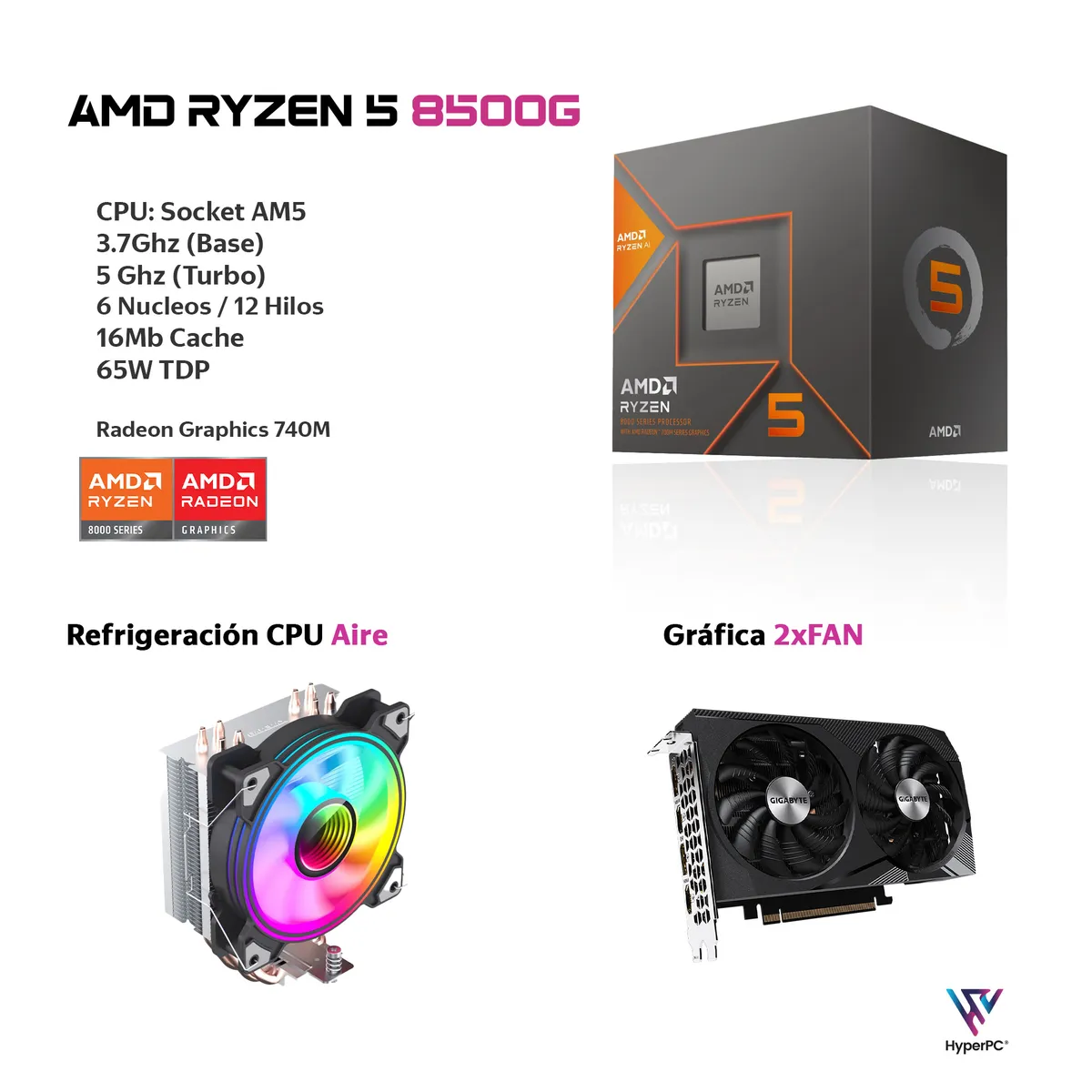 HYPERPC - PC GAMER AMD RYZEN 5 8500G 32Gb DDR5 1Tb RTX 5060 WiFi