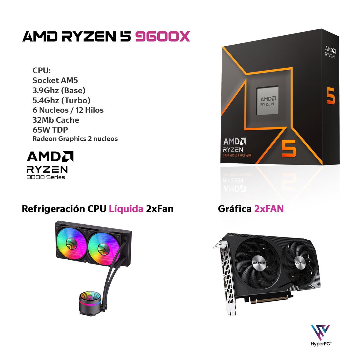 HYPERPC - PC GAMER AMD RYZEN 5 9600X 32Gb DDR5 1Tb RTX 5060 Ti WiFi