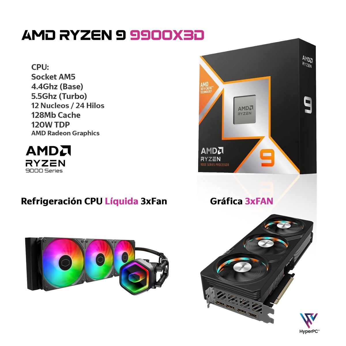 HYPERPC - PC GAMER AMD RYZEN 9 9900X3D 32Gb 2Tb RTX 5090 32GB