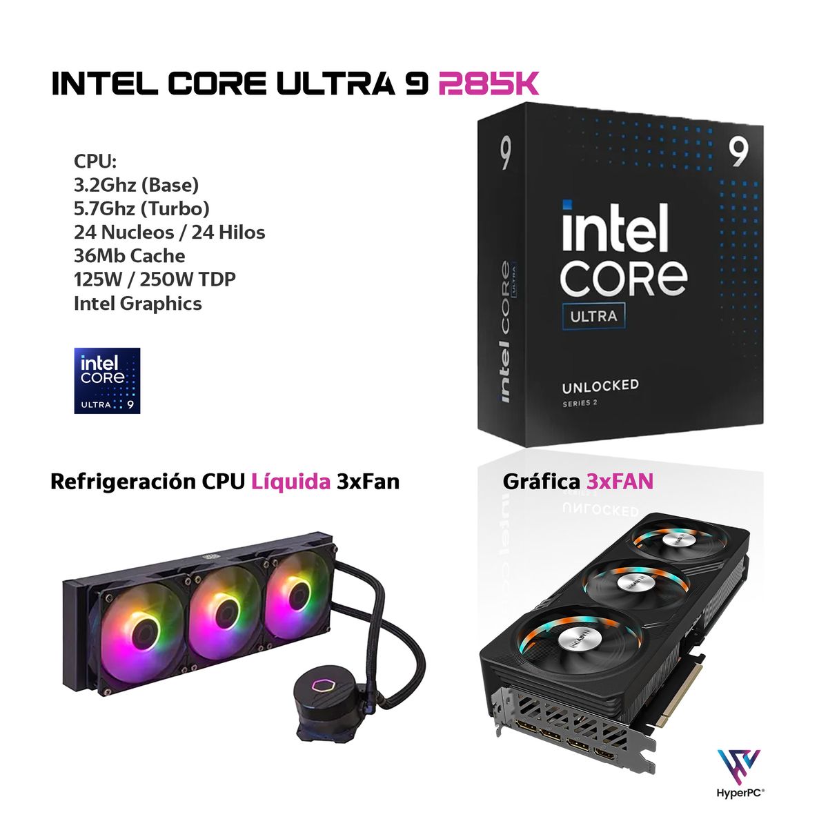 HYPERPC - PC GAMER INTEL CORE Ultra 9 285K 64Gb DDR5 2Tb RTX 5070 12GB