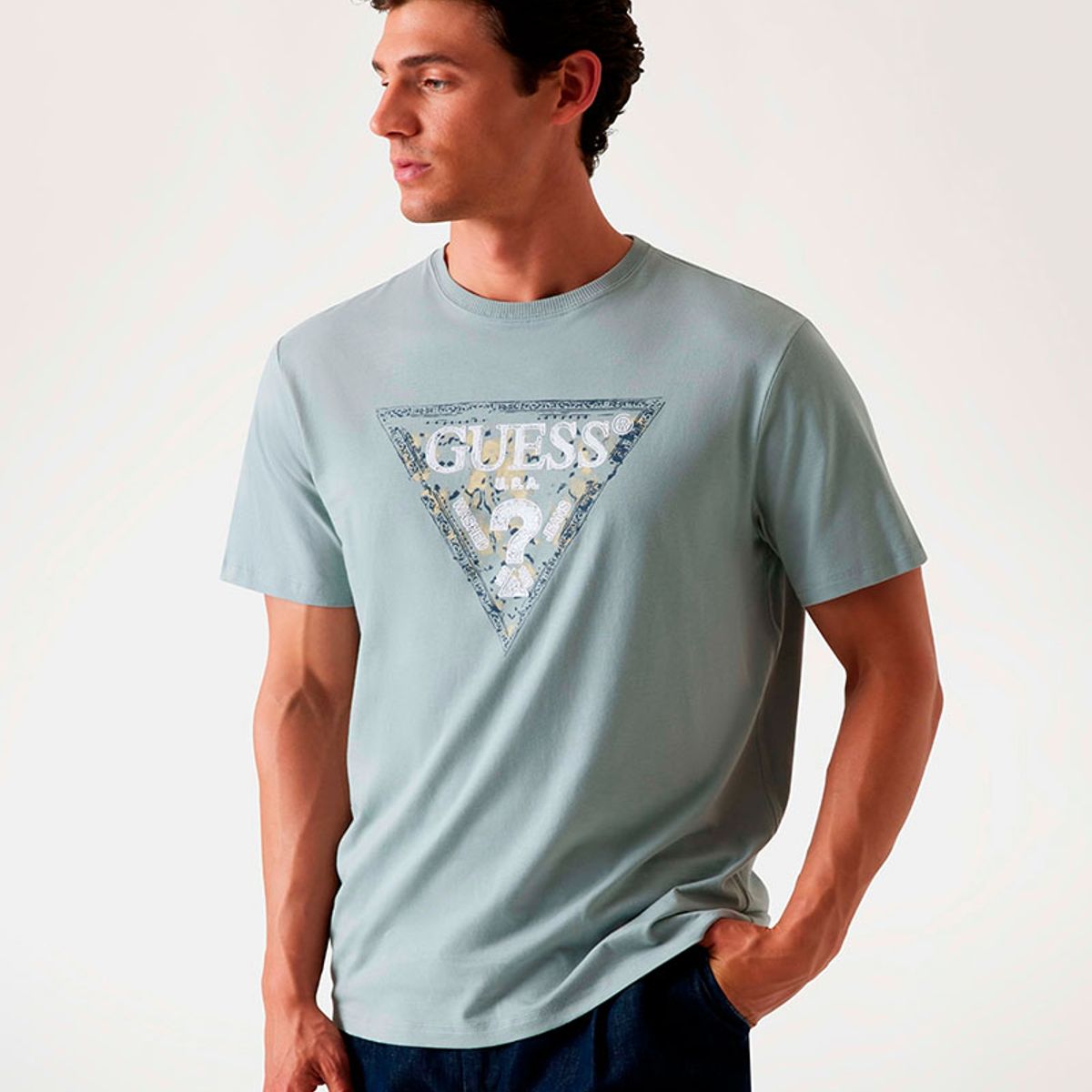GUESS - Polera Ss Cn Guess Triangle Tee Gris