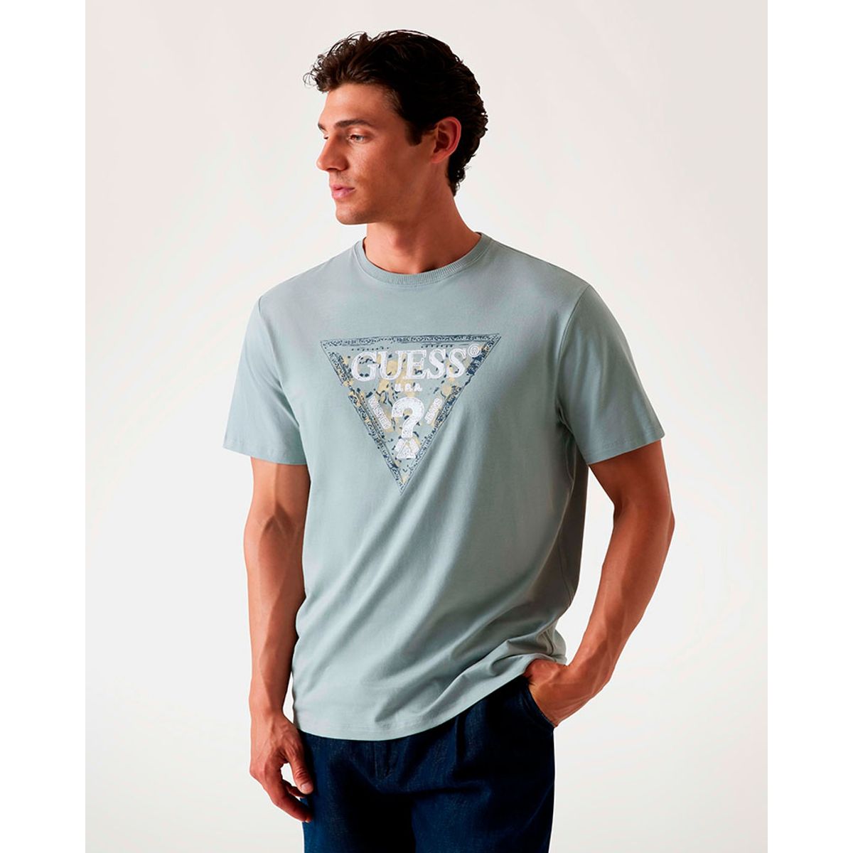 GUESS - Polera Ss Cn Guess Triangle Tee Gris