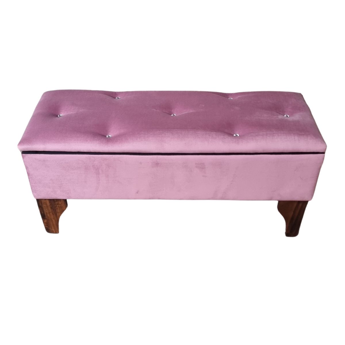 GENERICO - Banqueta Baúl Botón Diamante Palo Rosa Felpa 105x40x45x20 Rimar