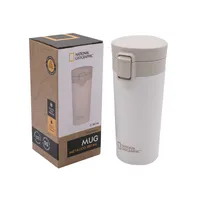 Mug Acero Inoxidable Tapa Con Pulsador y Antideslizante 380ml Blanco