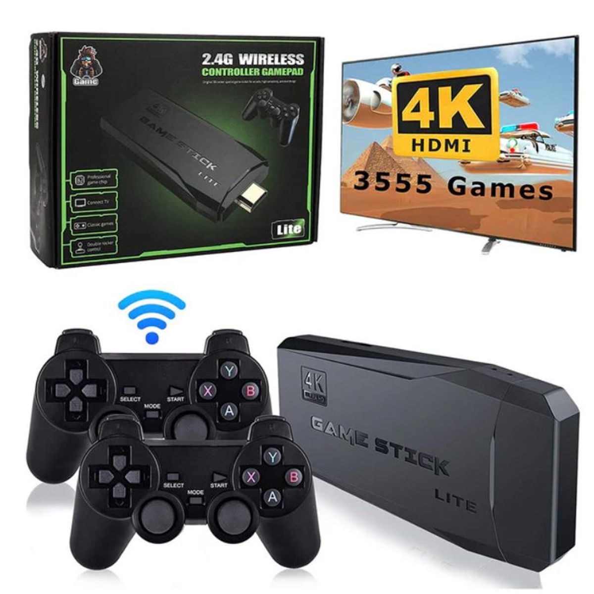 GENERICO - Consola de Video juegos Stick 4K 2 más 2 controles inalámbricos Top Ventas
