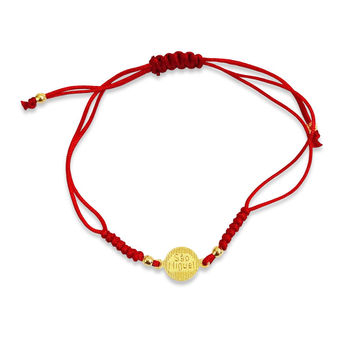 COGGIOLA - Pulsera Medalla San Miguel Arcángel Enchapado Oro 18K Cordón Rojo
