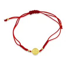 ANDREA COGGIOLA JOYAS - Pulsera Medalla San Miguel Arcángel Enchapado Oro 18K Cordón Rojo