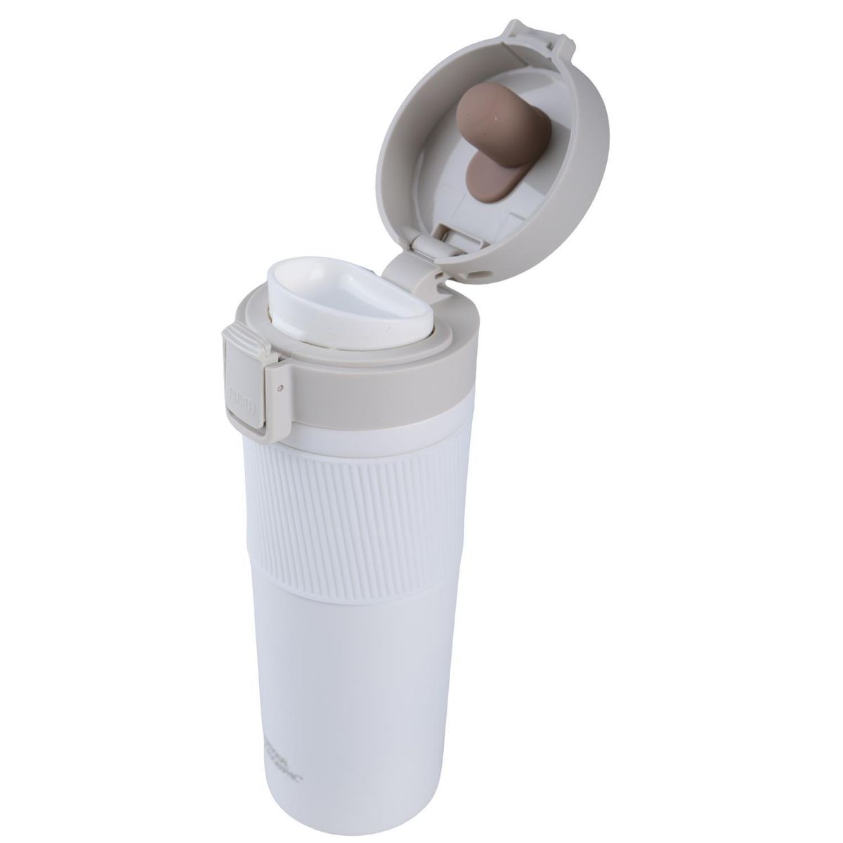 NATIONAL GEOGRAPHIC - Mug Acero Inoxidable Tapa Con Pulsador y Antideslizante 480ml Blanco