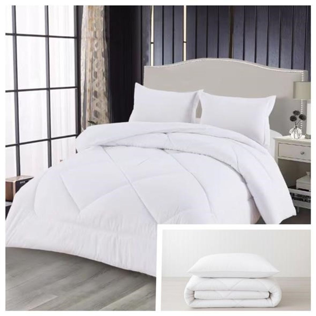 GENERICO - Edredon Nordico con Fundas de Almohada Suave y Ligero 2 Plazas - Color Blanco