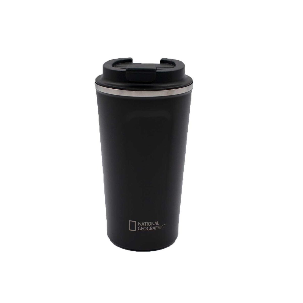 NATIONAL GEOGRAPHIC - Mug Acero Inoxidable Tapa Flip Antideslizante 510ml Negro