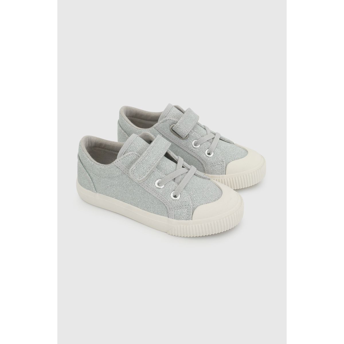 COLLOKY - Zapatilla de Niña Plateada con Cordón elástico y Velcro