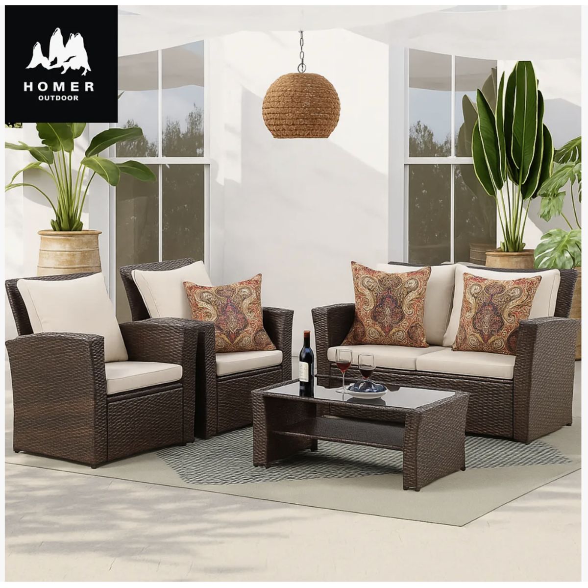 HOMER OUTDOOR - Juego De Living De Terraza 4 Piezas Para Exterior Homer Outdoor marron