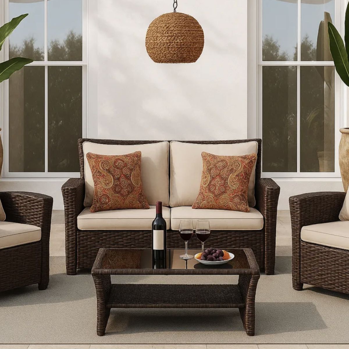 HOMER OUTDOOR - Juego De Living De Terraza 4 Piezas Para Exterior Homer Outdoor marron