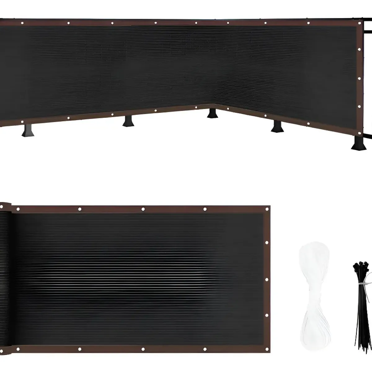 GENERICO - Valla De Protección De Privacidad Con Fijaciones 1x5m Negro