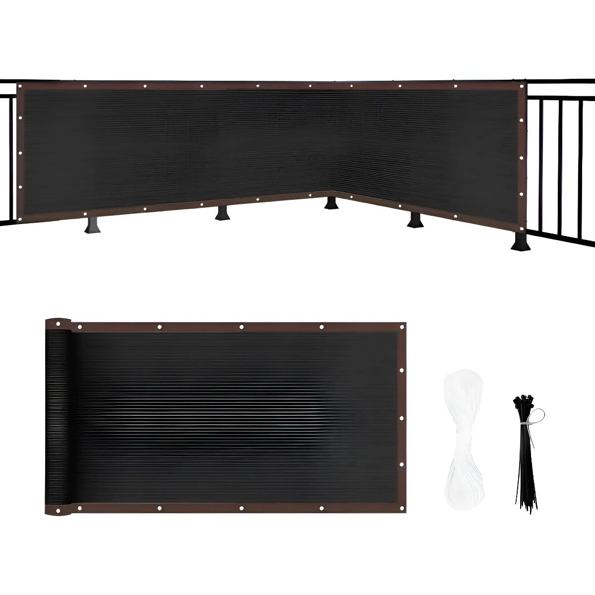 GENERICO - Valla De Protección De Privacidad Con Fijaciones 1x5m Negro