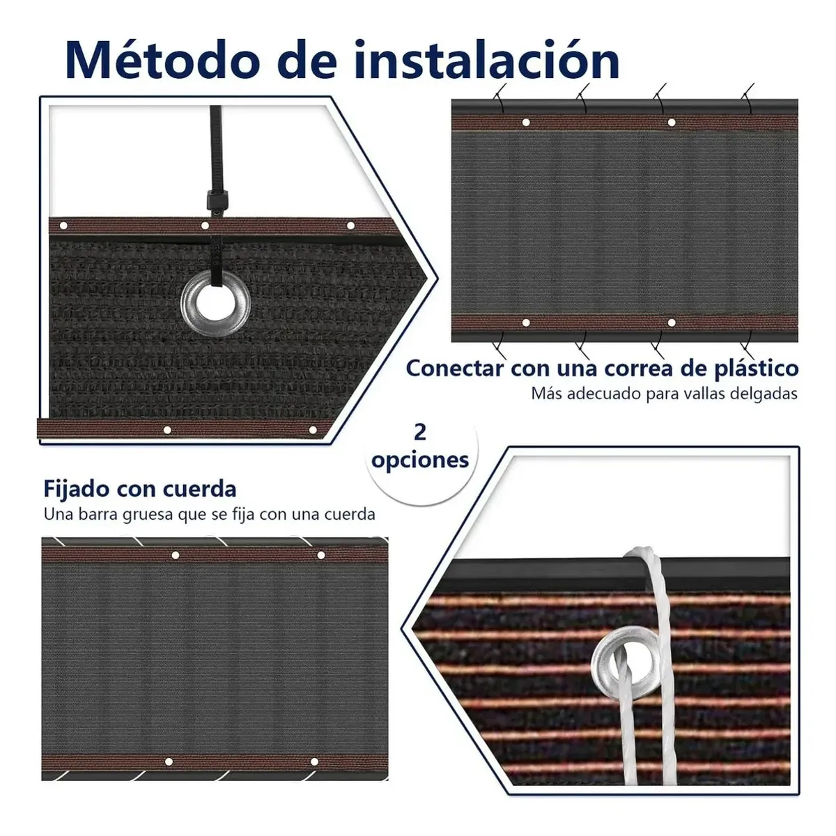 GENERICO - Valla De Protección De Privacidad Con Fijaciones 1x5m Negro