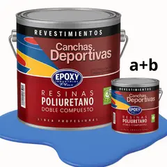 EPOXY - PINTURA ALTO TRÁFICO PU 2K - CANCHAS ANTIDESLIZANTE - GALON AZUL DEPORTIVO
