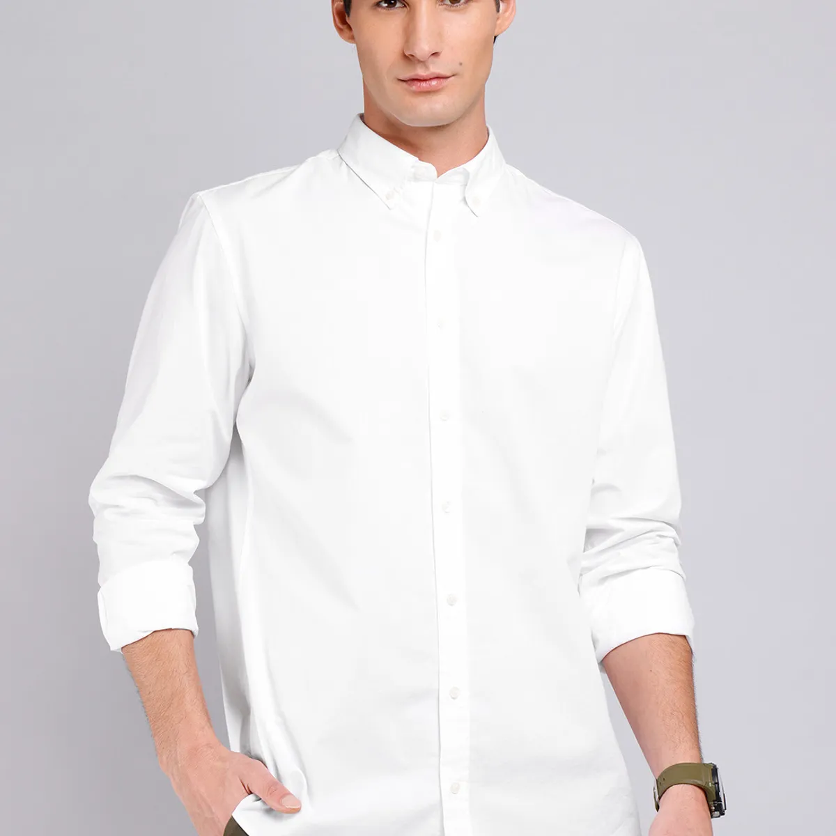 ARROW - Camisa Hombre Arrow Casual Lisa Manga Larga Algodón ARROW