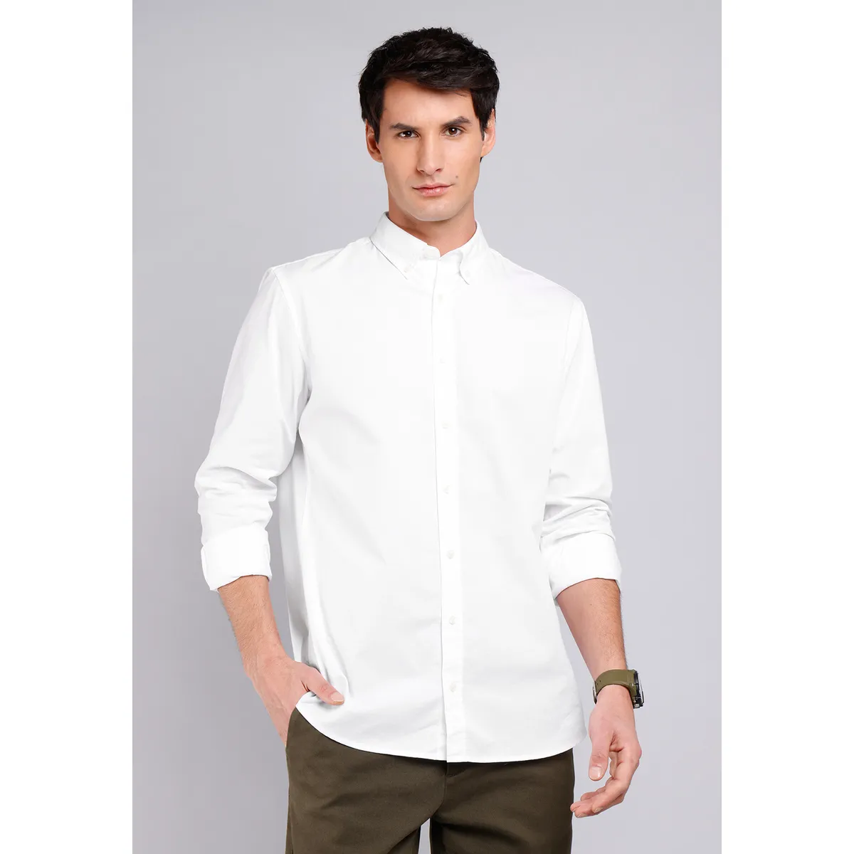 ARROW - Camisa Hombre Arrow Casual Lisa Manga Larga Algodón ARROW