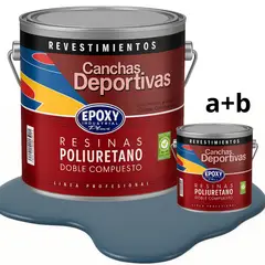 EPOXY - PINTURA ALTO TRÁFICO PU 2K - CANCHAS ANTIDESLIZANTE - GALON AZUL GRISÁCEO