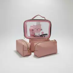GENERICO - Set de 3 Organizadores de Maquillaje y Cosméticos ROSA