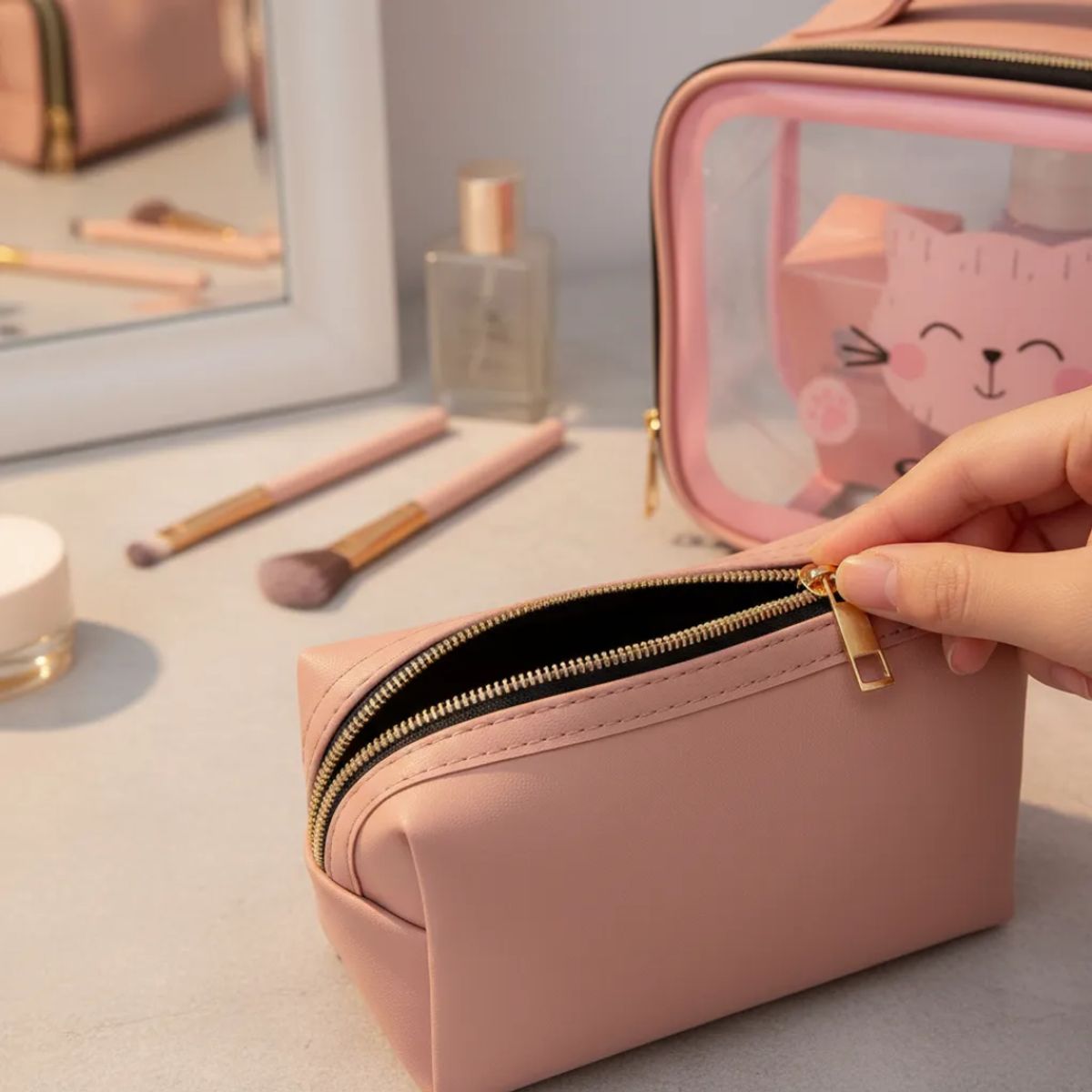 GENERICO - Set de 3 Organizadores de Maquillaje y Cosméticos ROSA