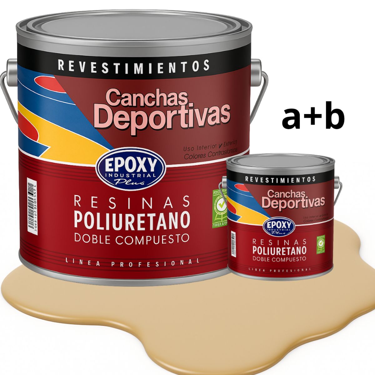 EPOXY - PINTURA  ALTO TRÁFICO PU 2K - CANCHAS ANTIDESLIZANTE - GALON BEIGE ARENA