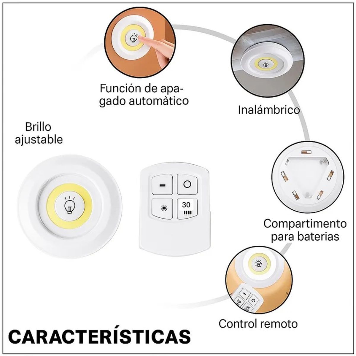 MOVI - Set De 3 Luces Led – Control Remoto y Temporizador.