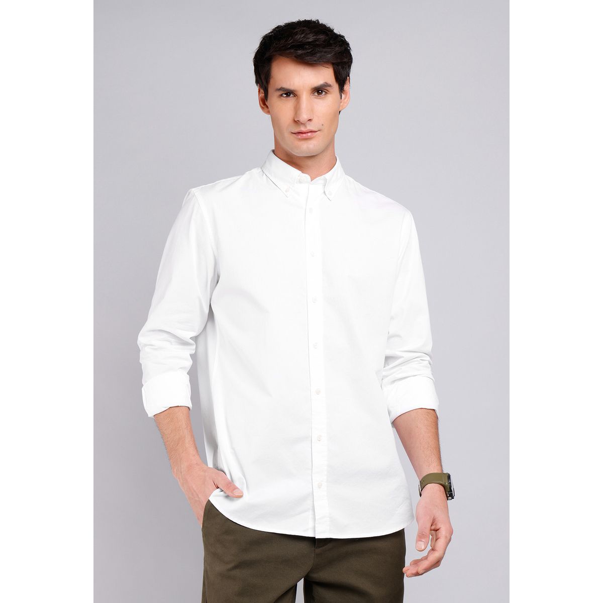ARROW - Camisa Hombre Arrow Casual Lisa Manga Larga Algodón ARROW
