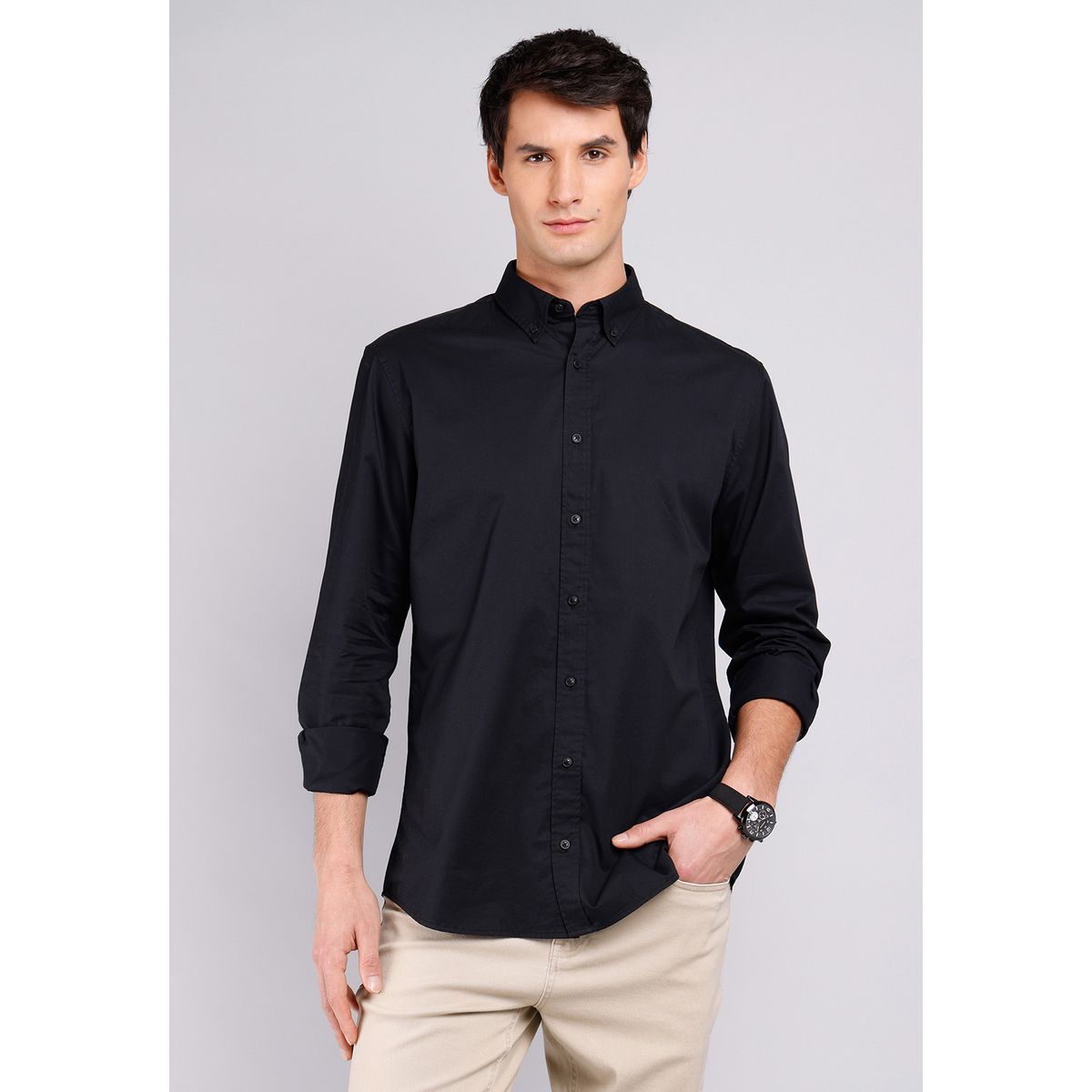 ARROW - Camisa Hombre Arrow Casual Lisa Manga Larga Algodón ARROW