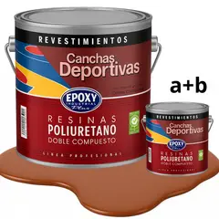 EPOXY - PINTURA ALTO TRÁFICO PU 2K - CANCHAS ANTIDESLIZANTE - GALON ROJO LADRILLO
