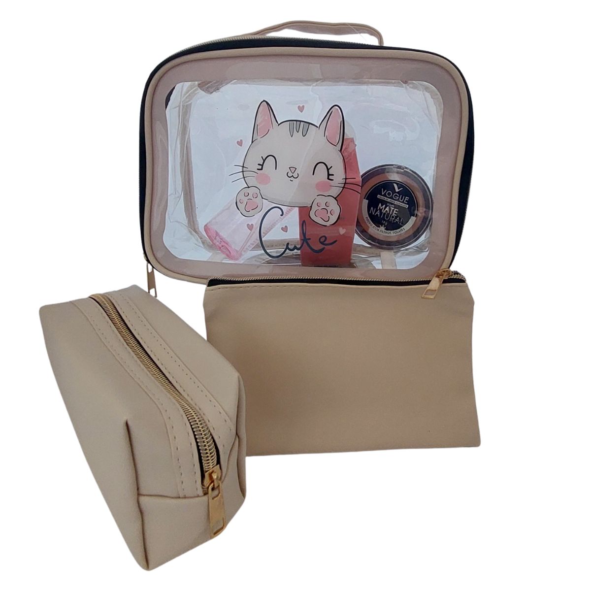 GENERICO - Set de 3 Organizadores de Maquillaje y Cosméticos  Beige