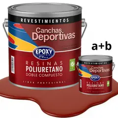 EPOXY - PINTURA ALTO TRÁFICO PU 2K - CANCHAS ANTIDESLIZANTE - GALON ROJO ÓXIDO