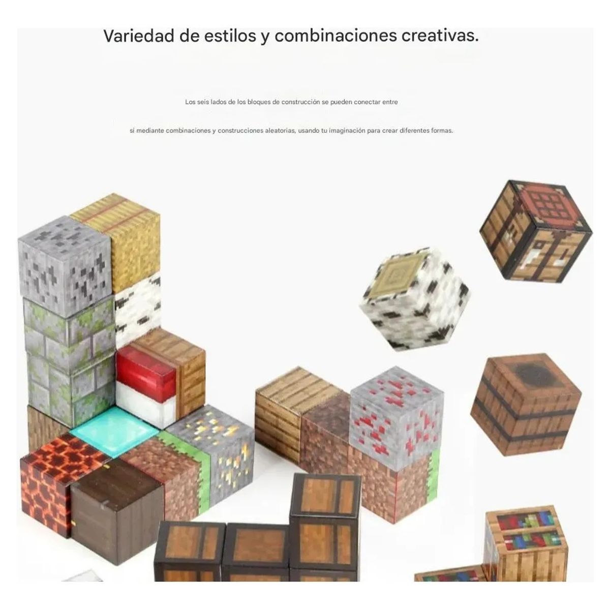 GENERICO - Set 50 Bloques Magnéticos Cubos Pixel Al Azar De 2 Cm 50